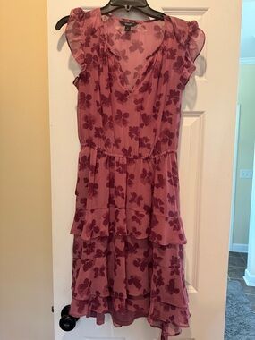 Simply Vera Vera Wang Dusty Rose Floral Ruffle Midi Dress